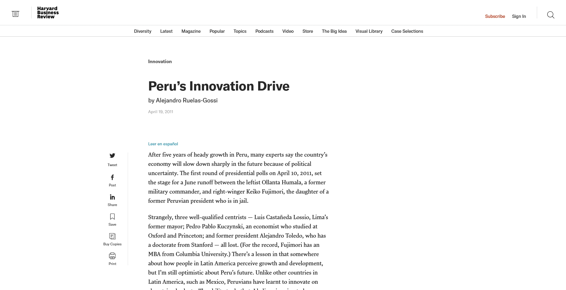 Peru’s Innovation Drive