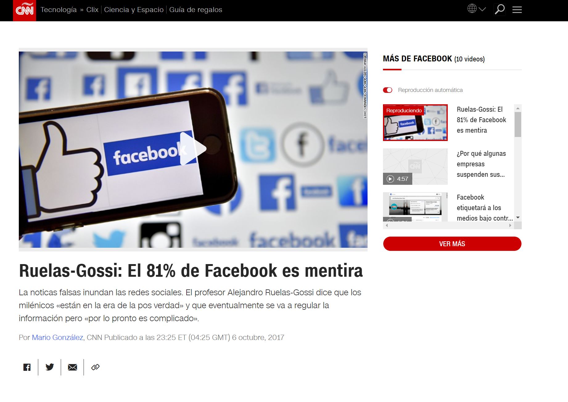 Ruelas-Gossi: 81% of Facebook is a lie